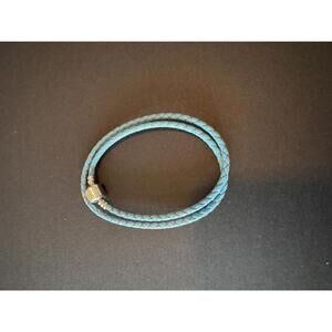 Stylish Braided Leather Bracelet in Aqua Blue